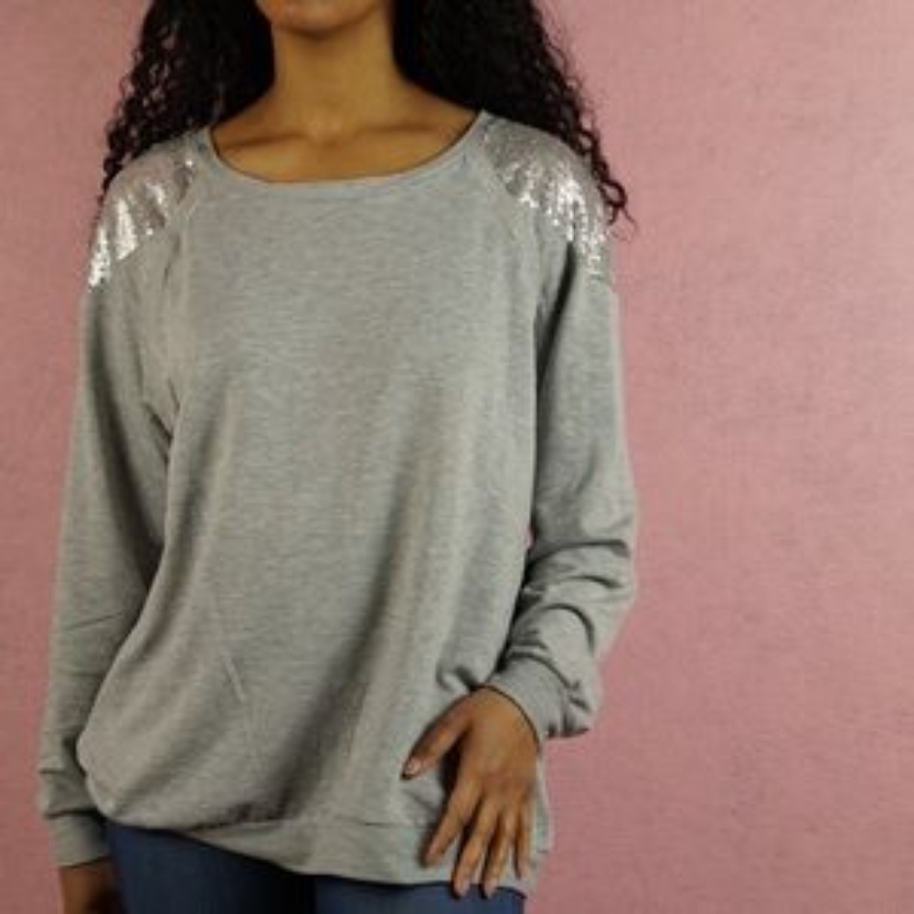 Grey sequined sweatshirt